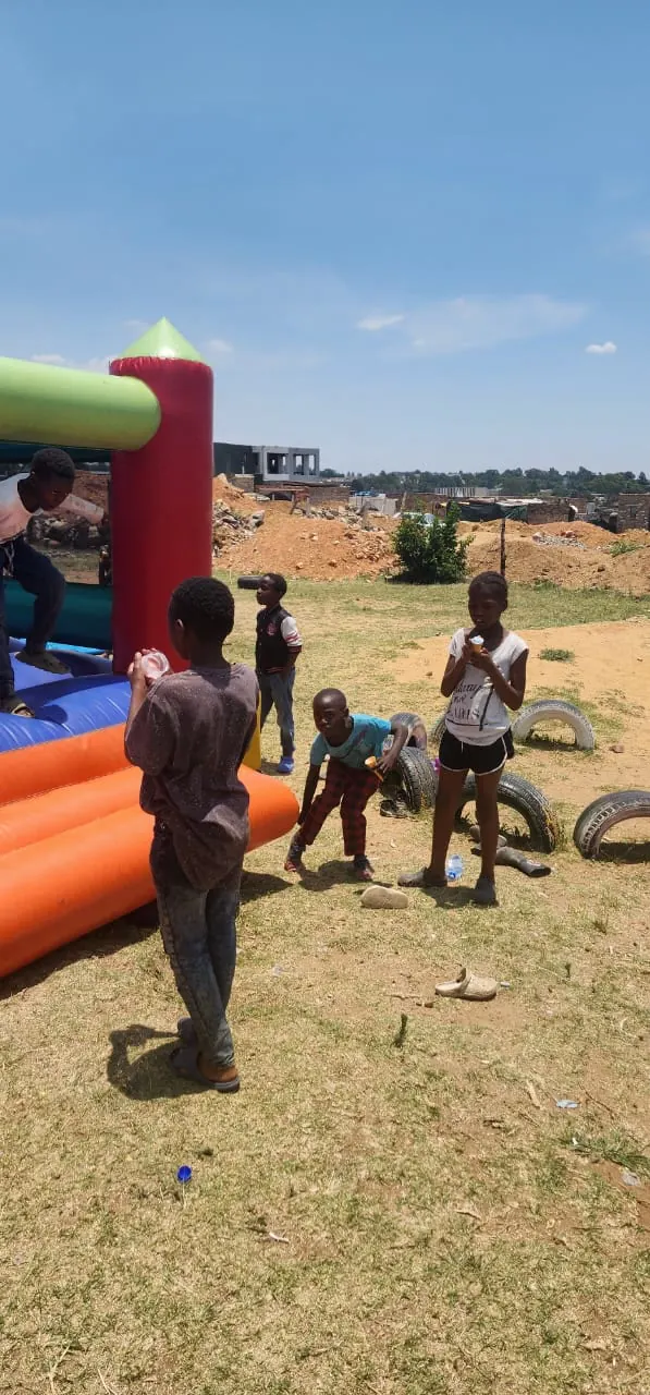Children on a jumping castle