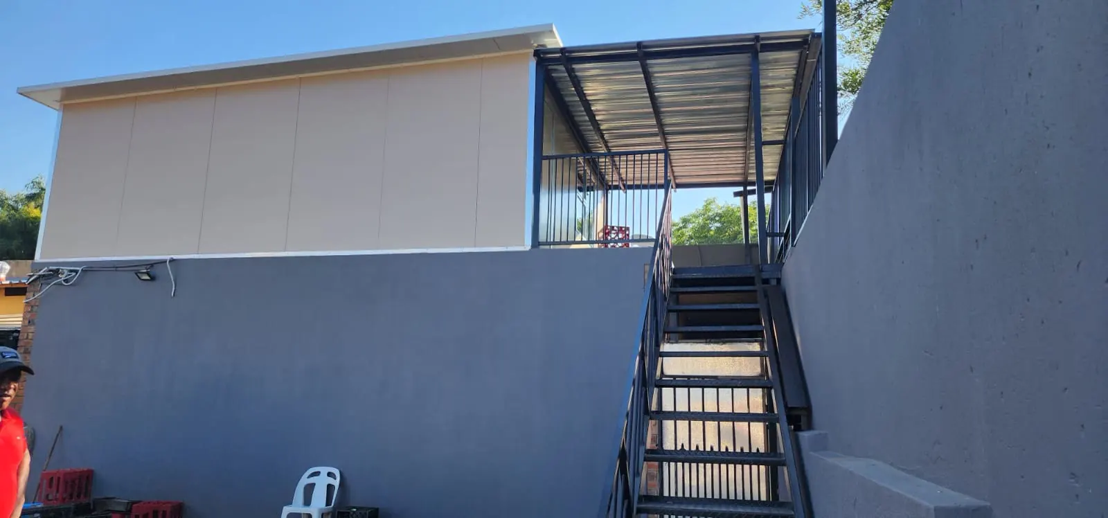 Modular housing units under construction