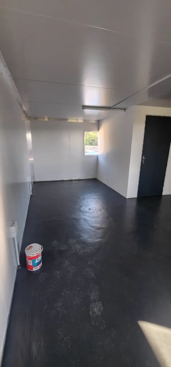 Interior finishing work inside a modular unit